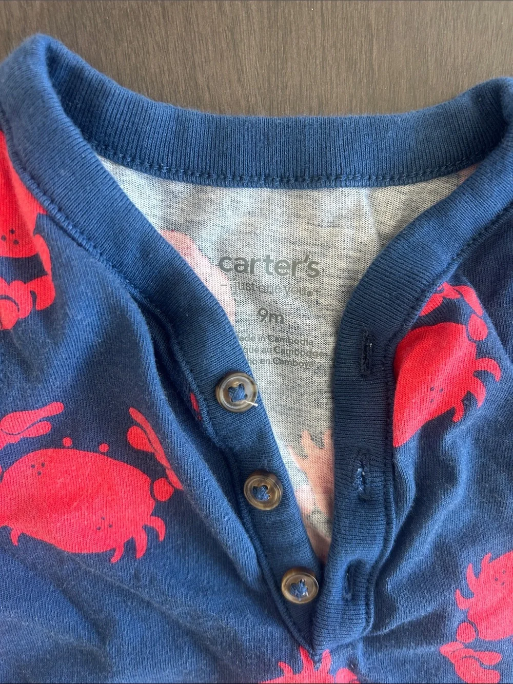 Carter's Navy Sleeveless Romper with Red Crab Print